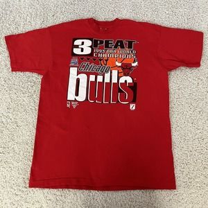 Vintage 1993 Chicago Bulls Championship T-Shirt Mens XL Red Single Stitch 3Peat